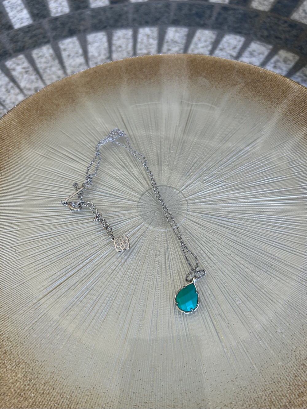 Kendra Scott Kiri Silver Necklace with Teardrop Turquoise Pendant
